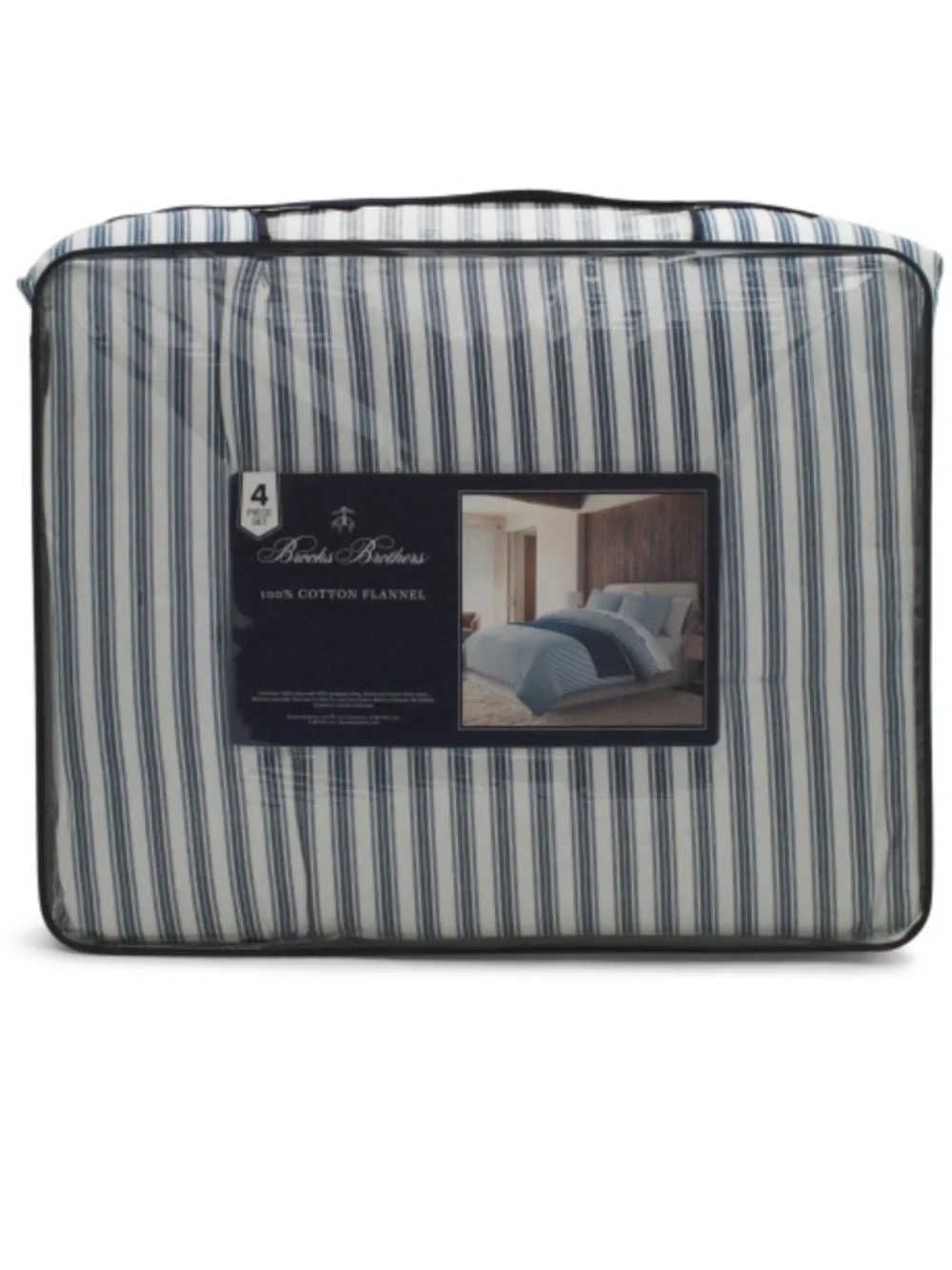 Brooks Brothers Navy & White Striped Cotton Comforter Set